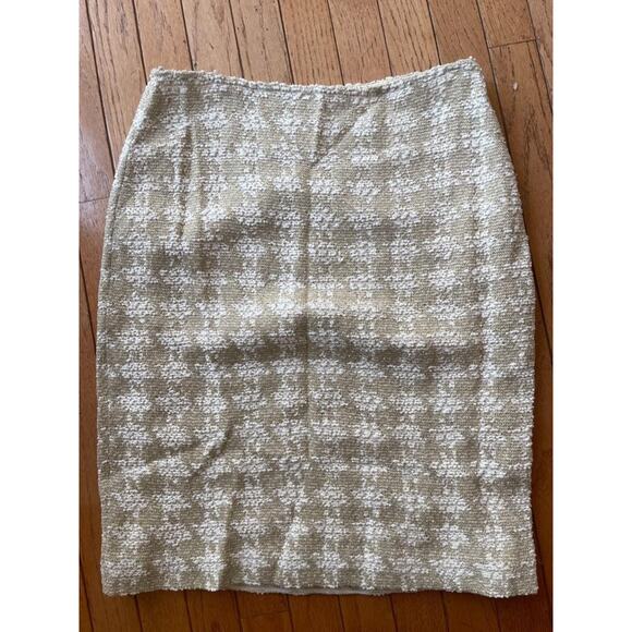 NWT ST JOHN K724781 PALE GOLD BRIGHT WHITE SKIRT SIZE 8(SK100